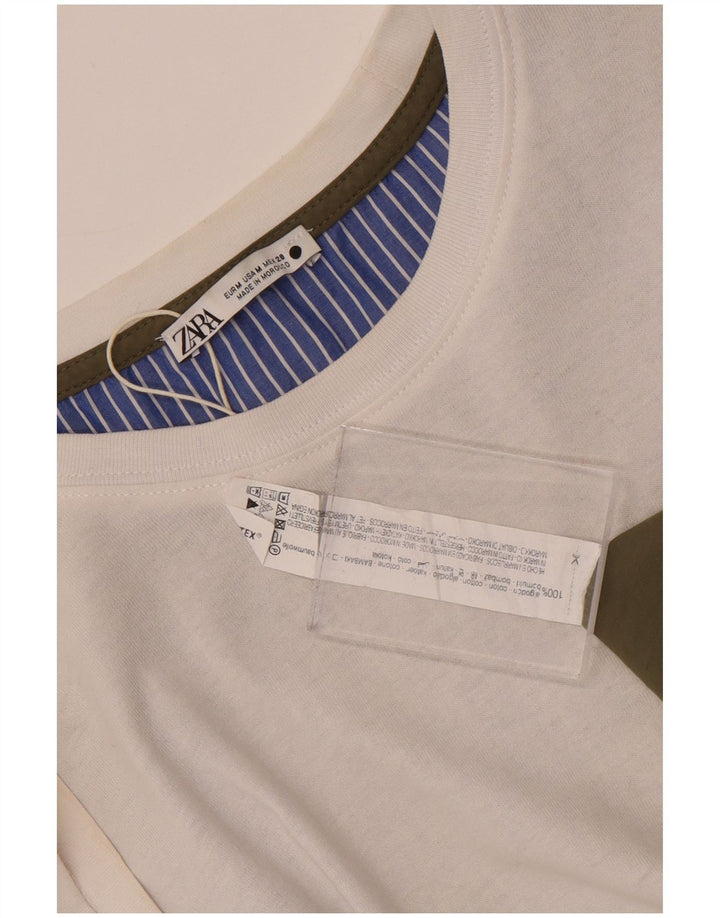 Zara Chemisier surdimensionné pour femme UK 44 en coton color block blanc moyen