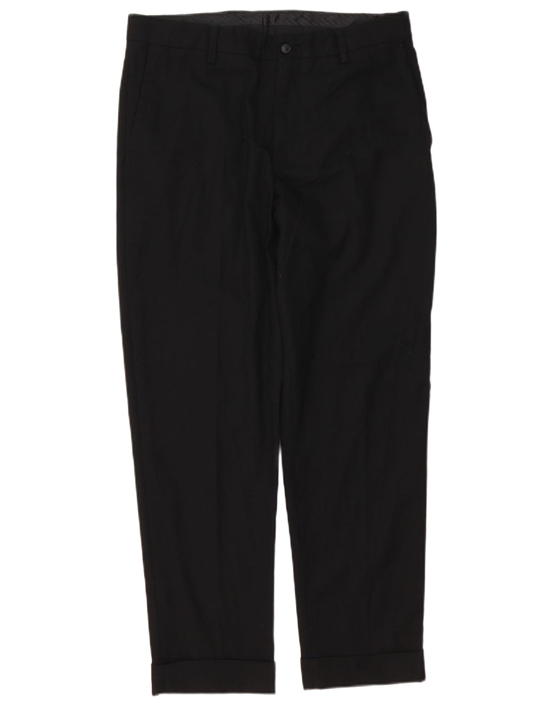 Zara Pantalon Chino Droit Homme EU 42 Large W32 L29 Noir Polyester