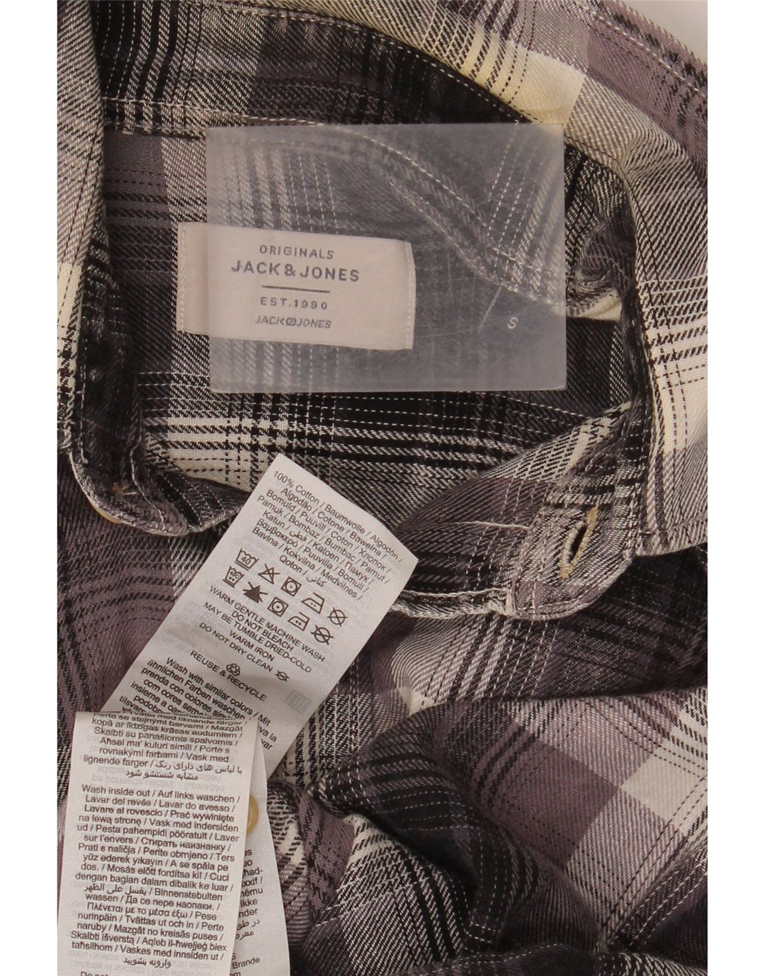 Jack & Jones Chemise en Flanelle Homme Petit Carreau Gris Coton