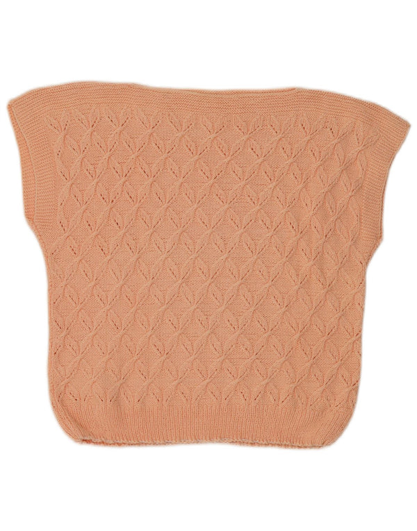 vintage Femmes Manches Courtes Bateau Cou Jumper Pull UK 14 Grand Rose