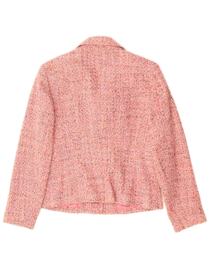TALBOTS Veste Blazer 3 Boutons Femme US 8 Acrylique Moucheté Rose Moyen
