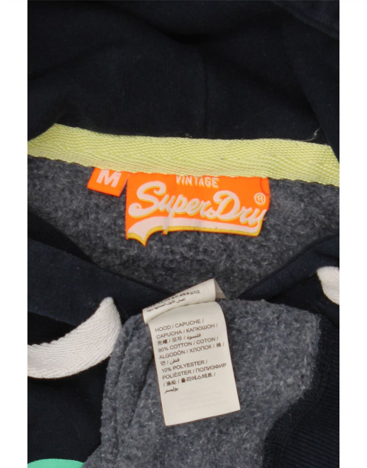 SUPERDRY Pull à capuche graphique pour femme UK 14 Bleu marine moyen Coton
