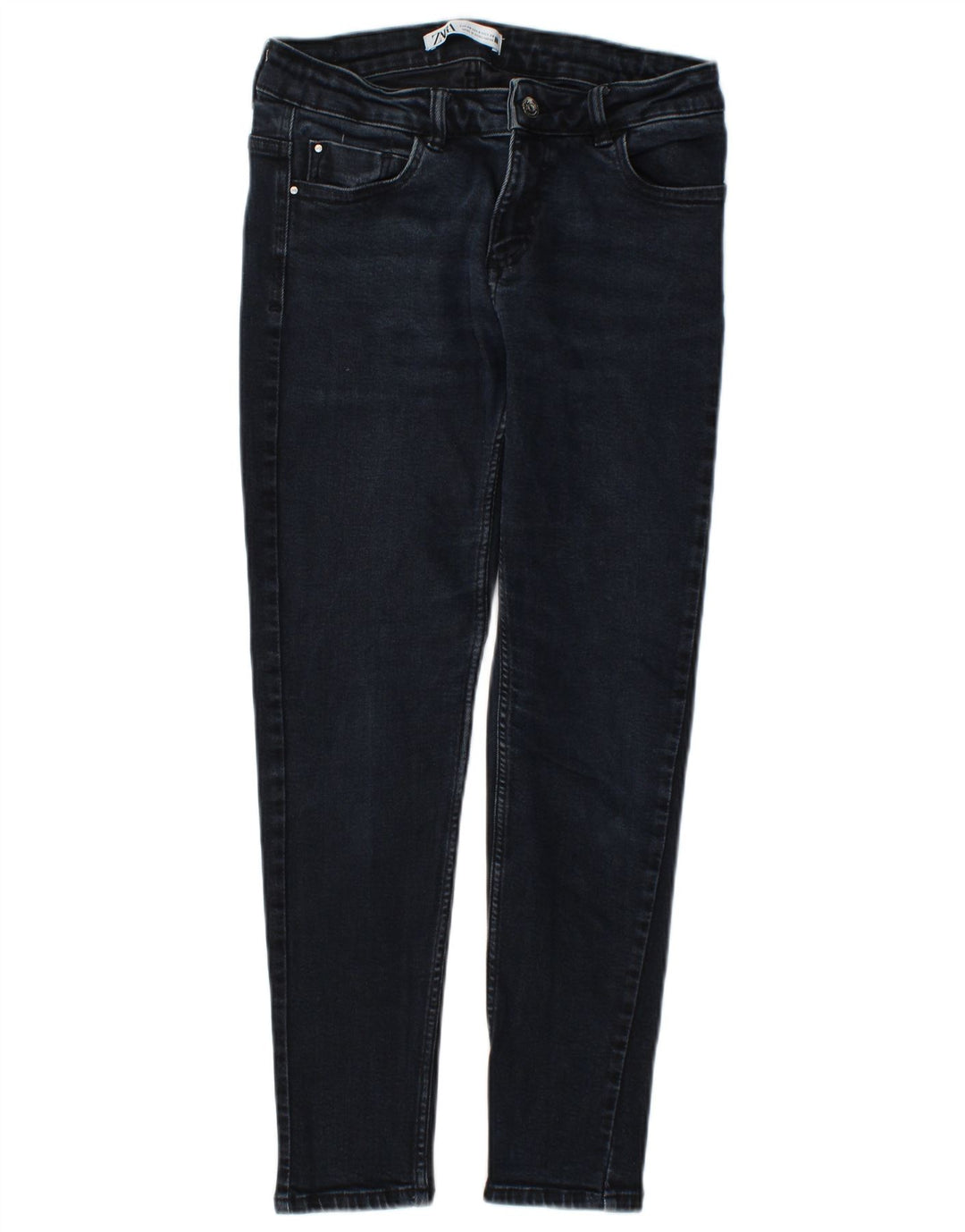 Zara Jean Slim Femme EU 40 Moyen W30 L26 Bleu Marine Coton