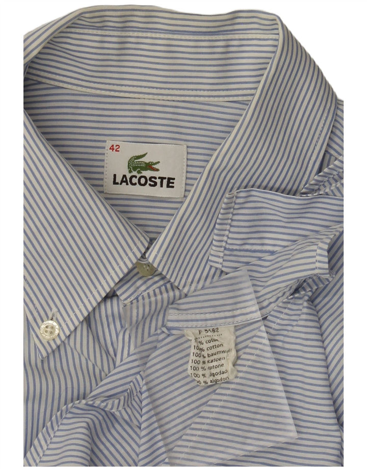 LACOSTE Chemise à manches courtes homme taille 42 grand coton rayé bleu