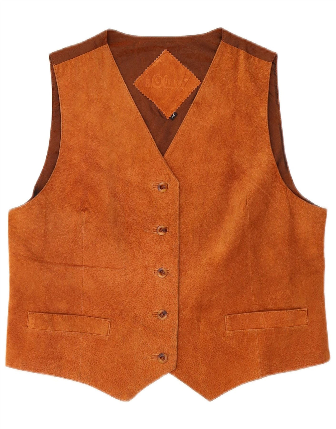 S.Oliver Gilet en daim pour femme IT 40 petit cuir marron
