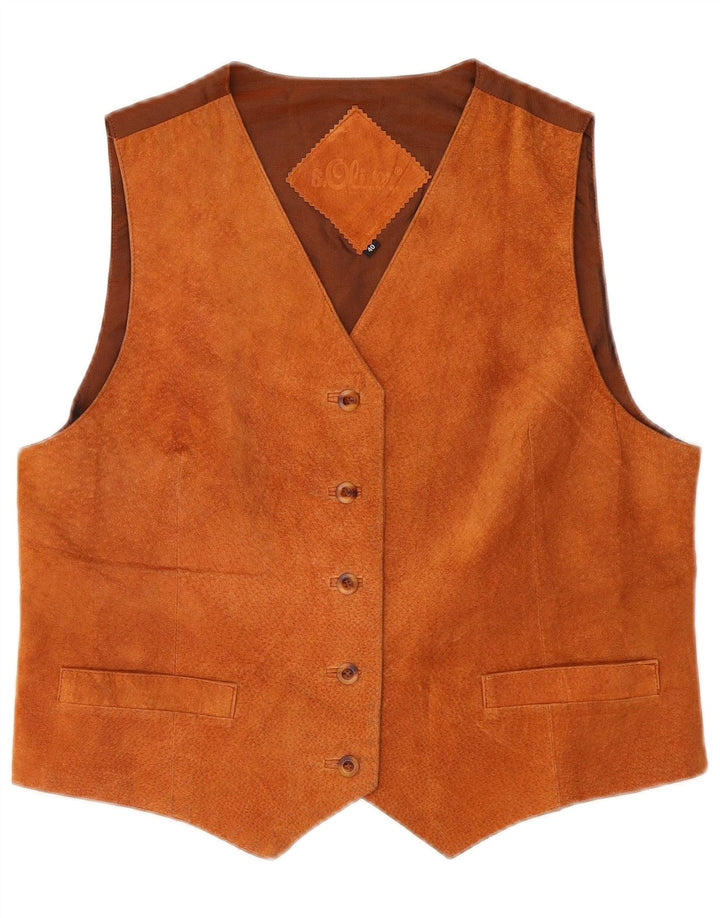 S.Oliver Gilet en daim pour femme IT 40 petit cuir marron