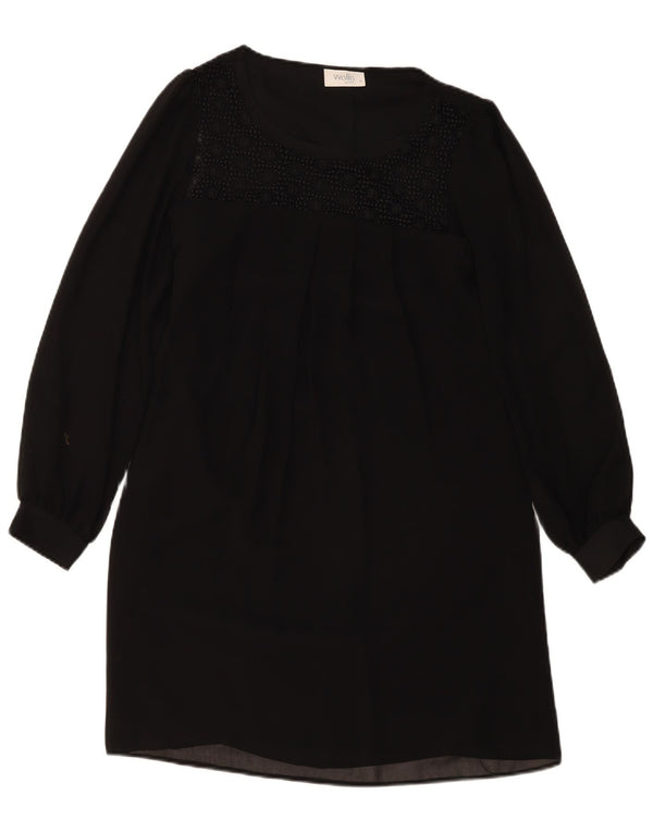Wallis Womens Petite Robe droite à manches longues UK 8 Petit Noir Floral