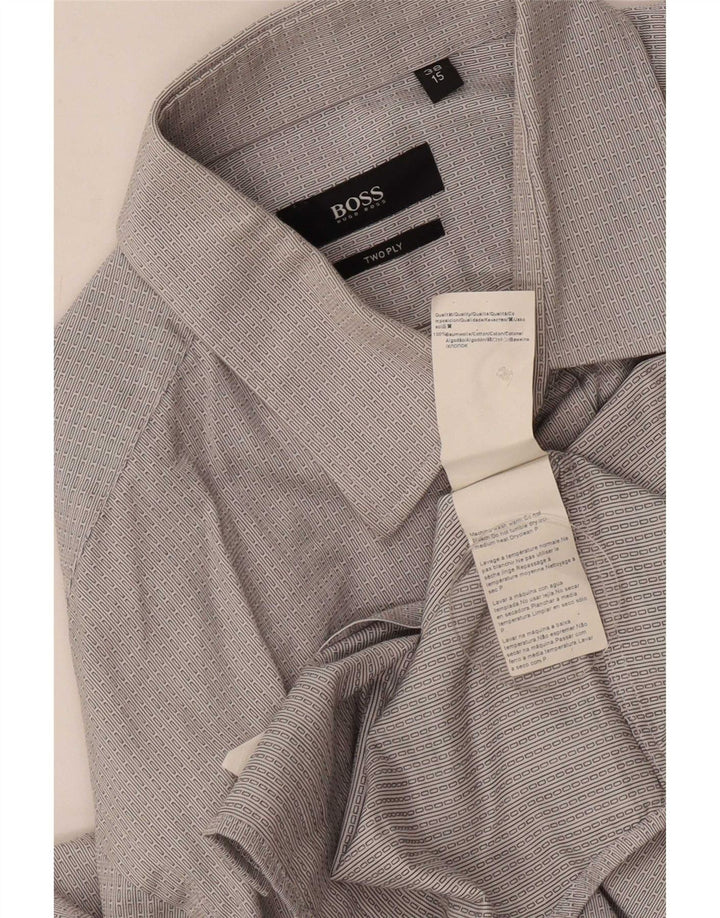 Hugo Boss Chemise Homme Taille 38 15 Coton Rayé Gris Moyen