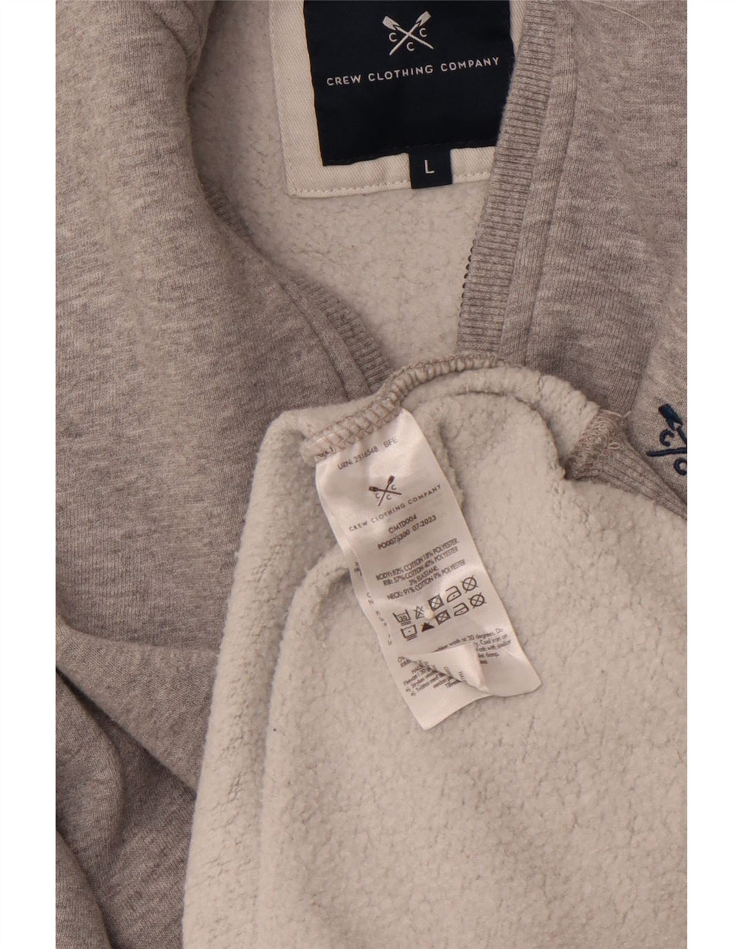 CREW CLOTHING Sweat-shirt à col zippé pour homme en coton gris Taille L