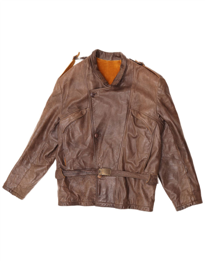 Veste En Cuir Militaire Femme Jean Gabriel IT 48 XL Marron