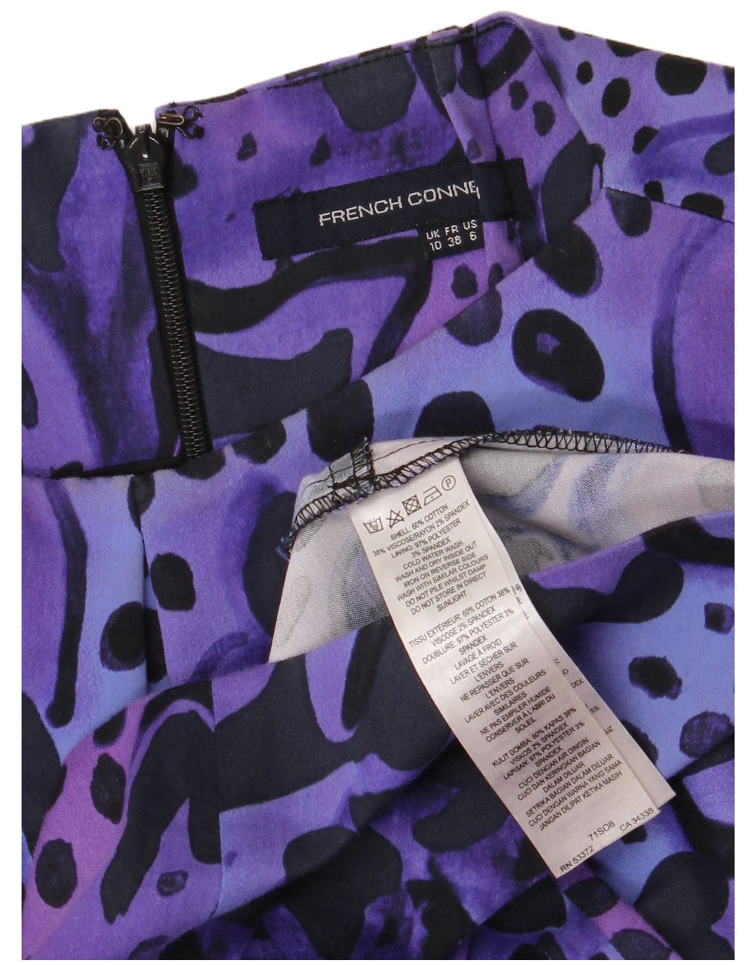 French Connection Robe fourreau à motif abstrait pour femme UK 10 Small Violet