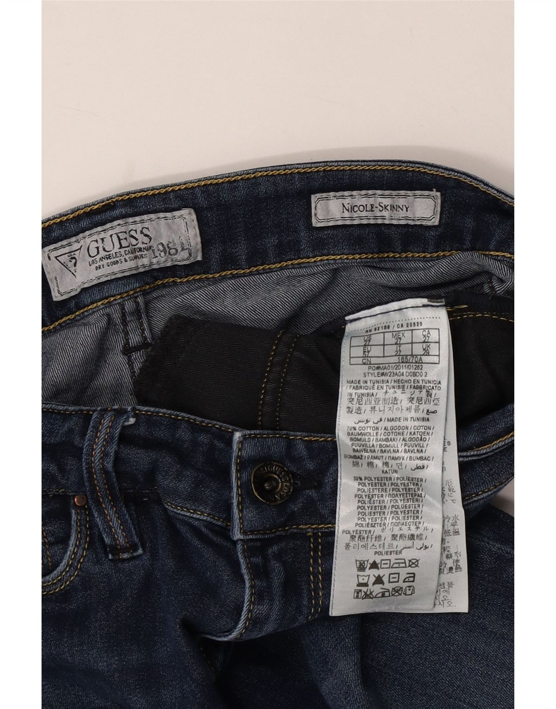 GUESS Femme Nicole Skinny Jeans W29 L30 Bleu Coton