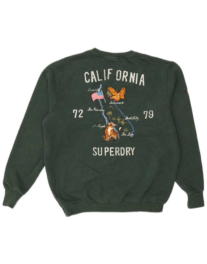 Superdry Homme Graphic Sweatshirt Jumper XL Vert Coton