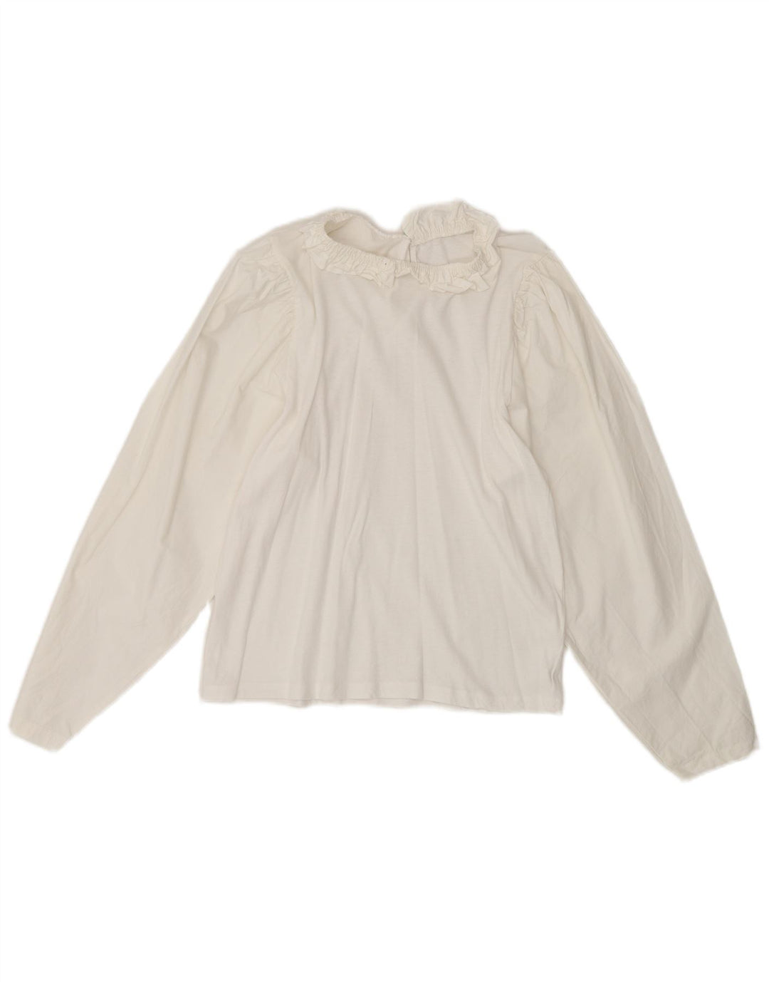 vintage Femmes Manches Longues Blouse Top UK 10 Petit Blanc