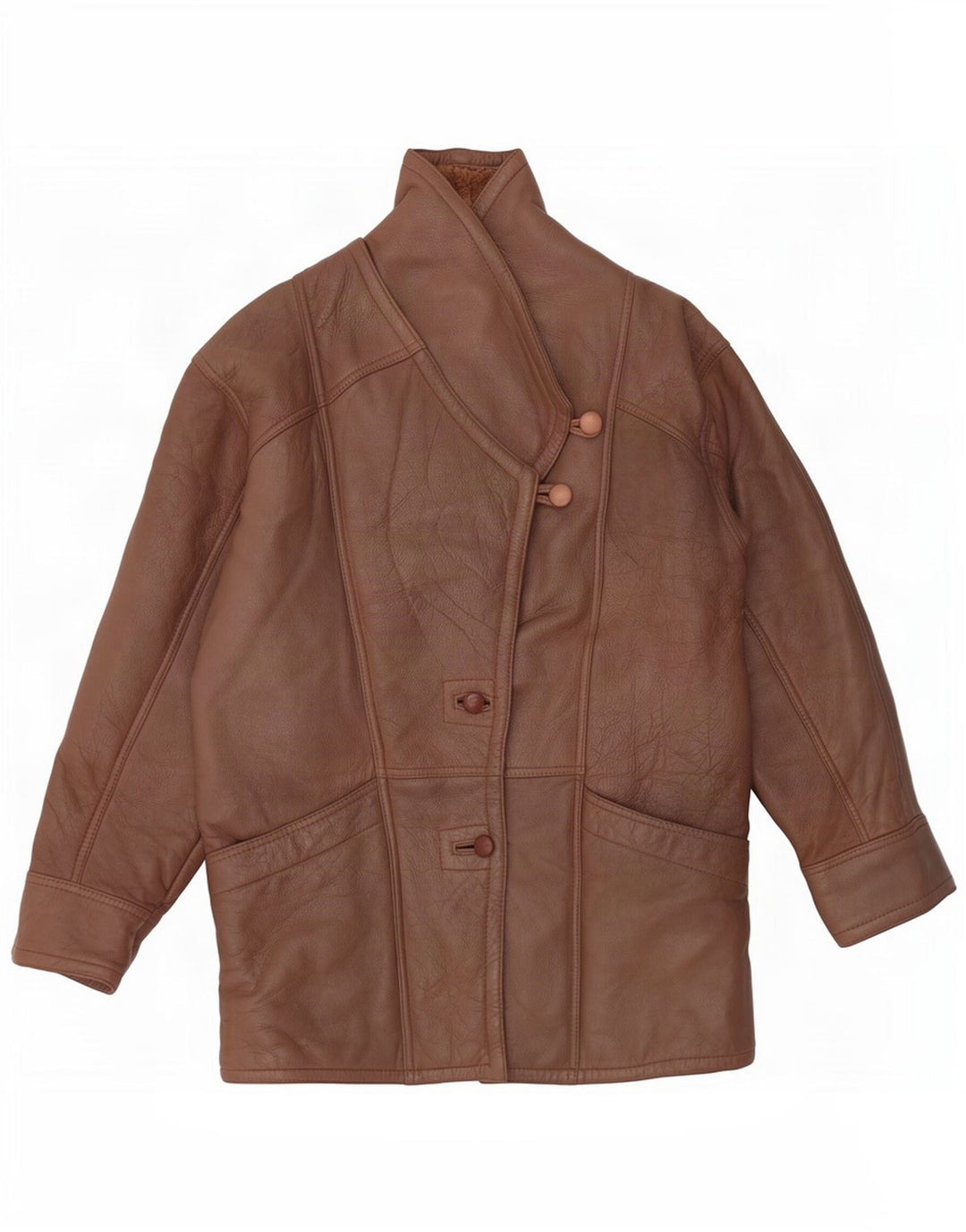 Veste Shearling Femme Vintage UK 14 Brun Moyen
