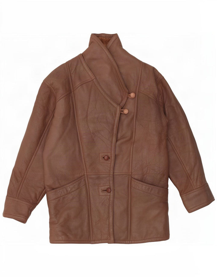 Veste Shearling Femme Vintage UK 14 Brun Moyen