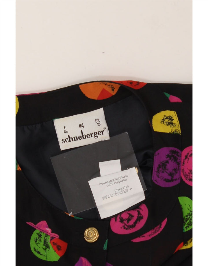 SCHNEBERGER Womens Abstract Pattern Shirt Blouse UK 18 XL  Black Vintage Schneberger and Second-Hand Schneberger from Messina Hembry 