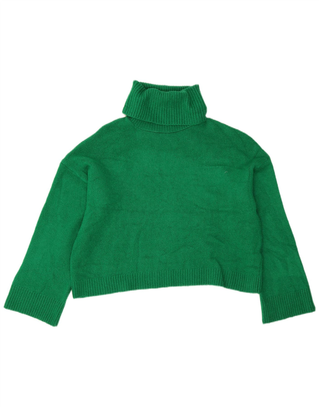 Zara Pull court surdimensionné à col roulé pour femme UK 10 Petit Vert