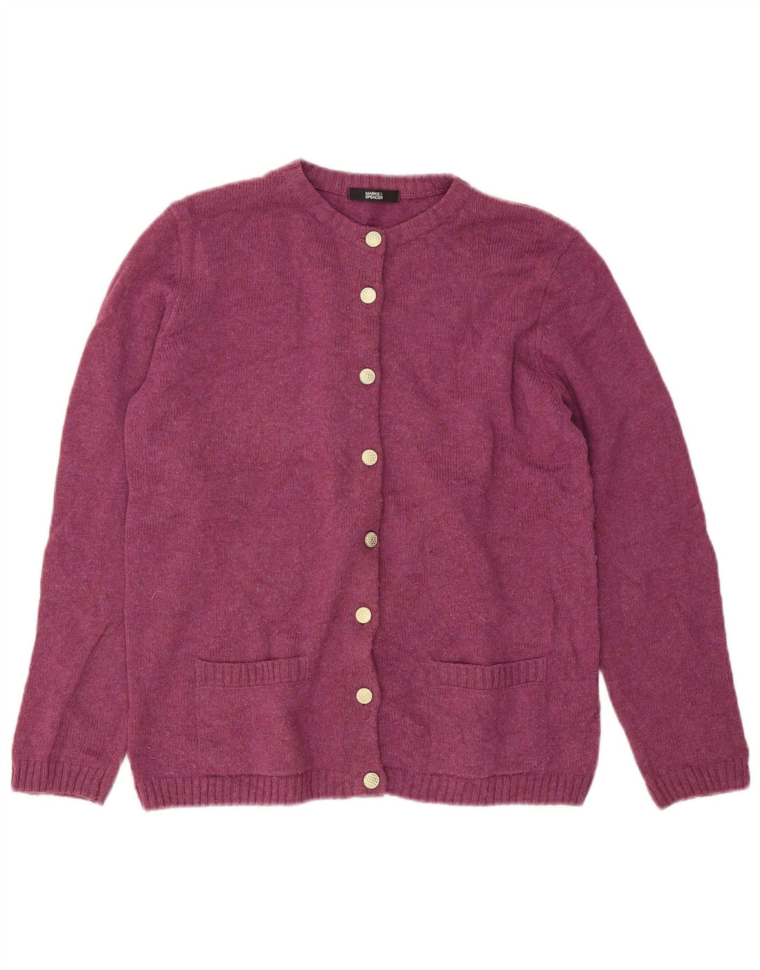Marks & Spencer Pull Cardigan pour Femme UK 12 Acrylique Violet Moyen