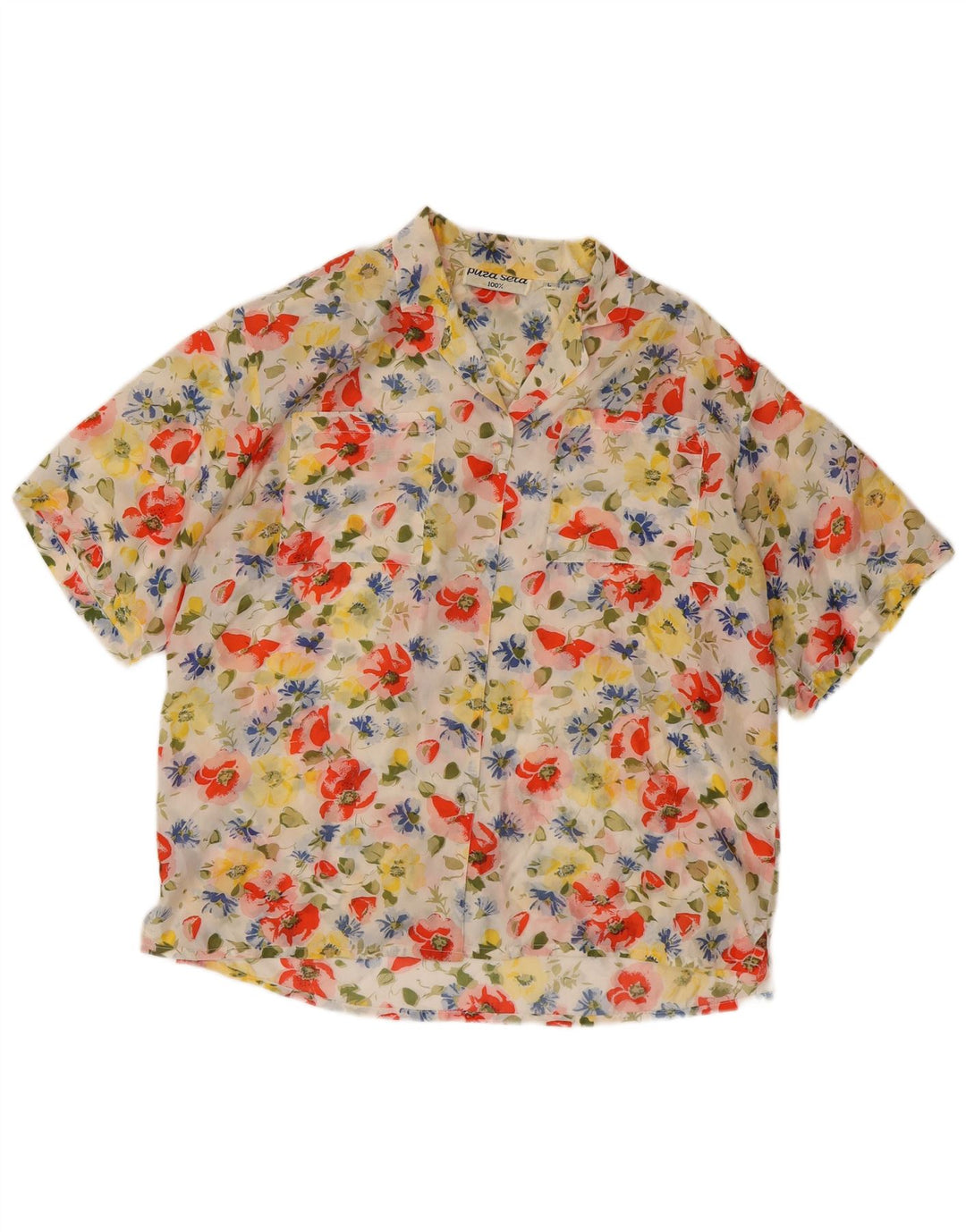 chemise à manches courtes vintage pour hommes grande soie florale multicolore