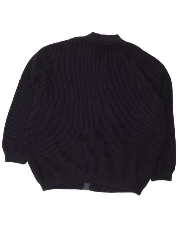 vintage Mens Cardigan surdimensionné Pull XL Laine Bleu Marine