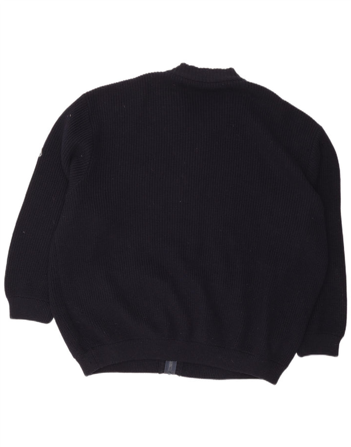 vintage Mens Cardigan surdimensionné Pull XL Laine Bleu Marine