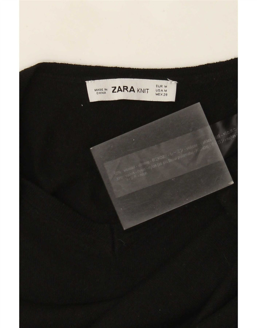Zara Pull col V pour femme UK 12 Medium Noir Viscose