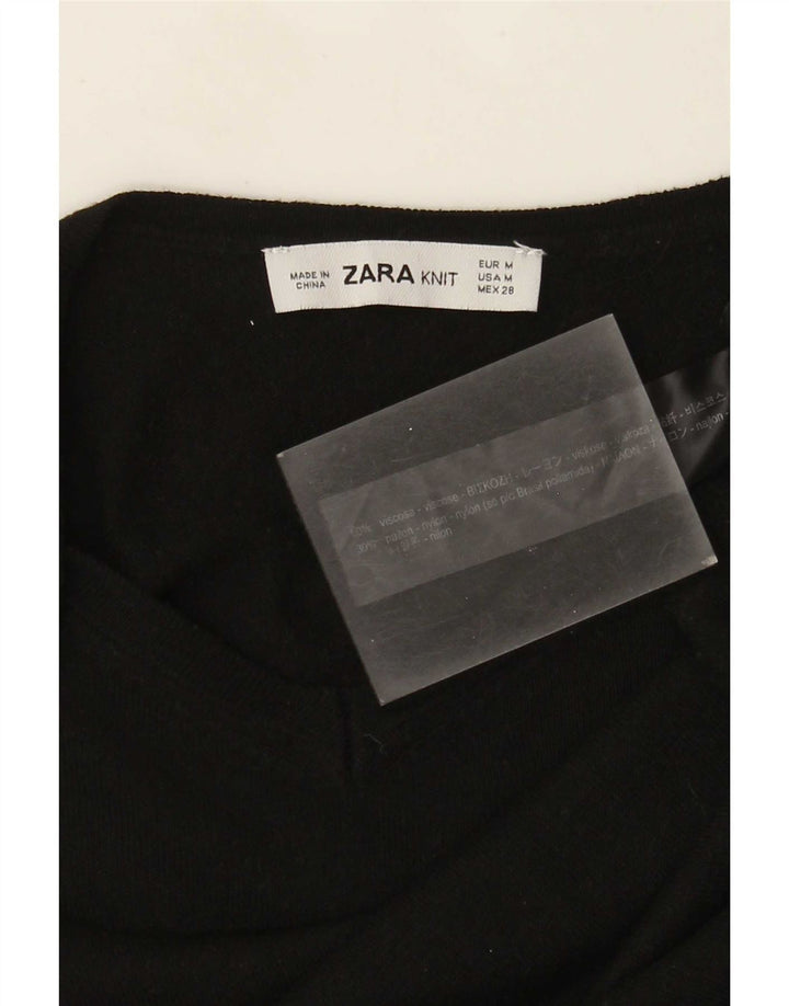 Zara Pull col V pour femme UK 12 Medium Noir Viscose