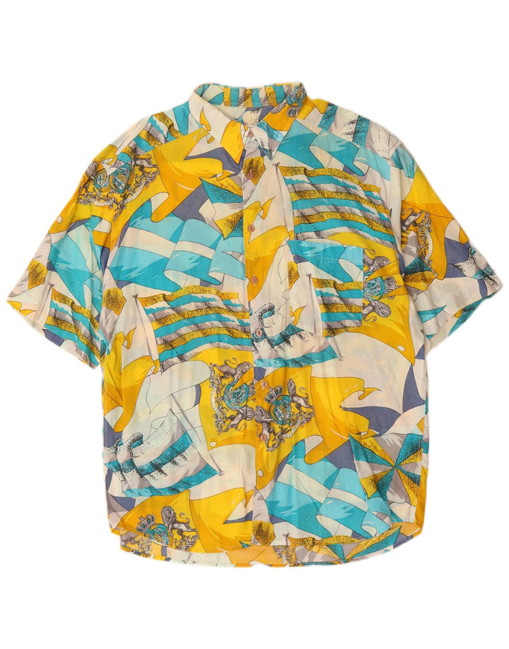 Massaro Chemise à manches courtes à motif abstrait pour homme XL multicolore