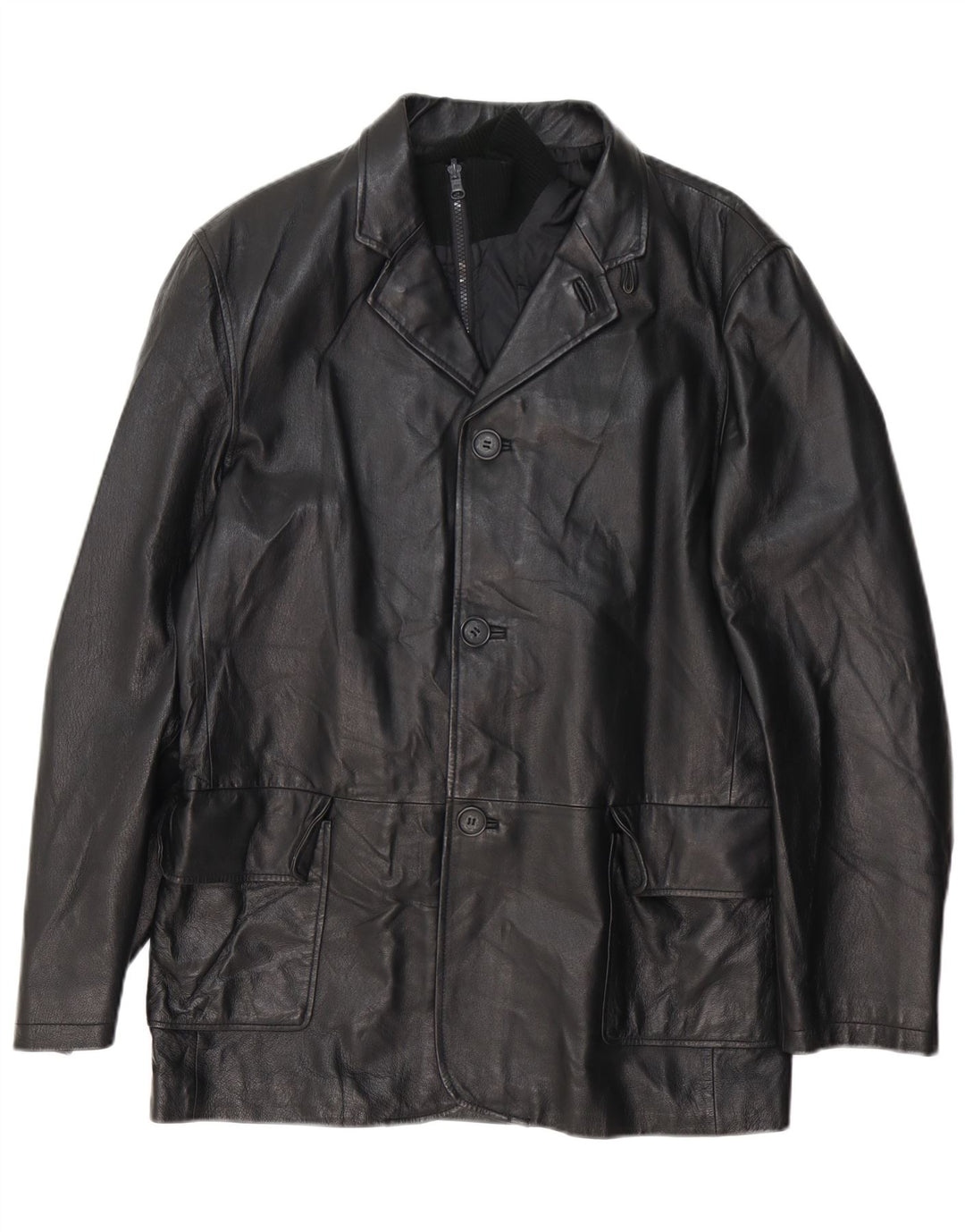 Conbipel Veste Blazer En Cuir 3 Boutons Homme IT 50 Grand Cuir Noir