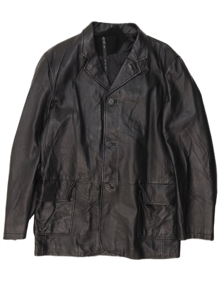 Conbipel Veste Blazer En Cuir 3 Boutons Homme IT 50 Grand Cuir Noir
