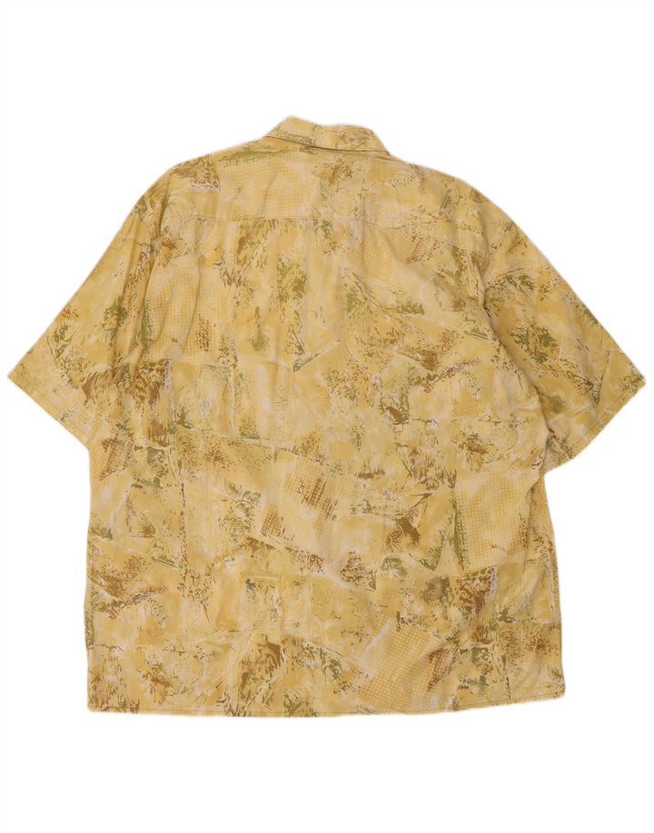 Alpenland Chemise à manches courtes pour homme avec motif abstrait Taille 42 Grand Jaune