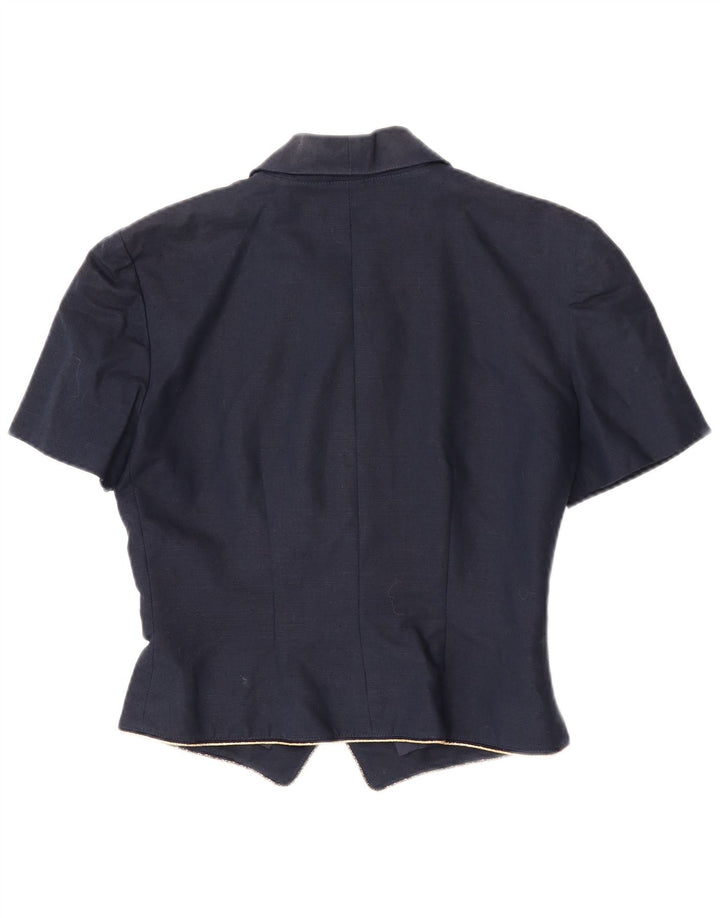 Luisa Spagnoli Cardigan à manches courtes pour femme IT 42 Bleu marine moyen