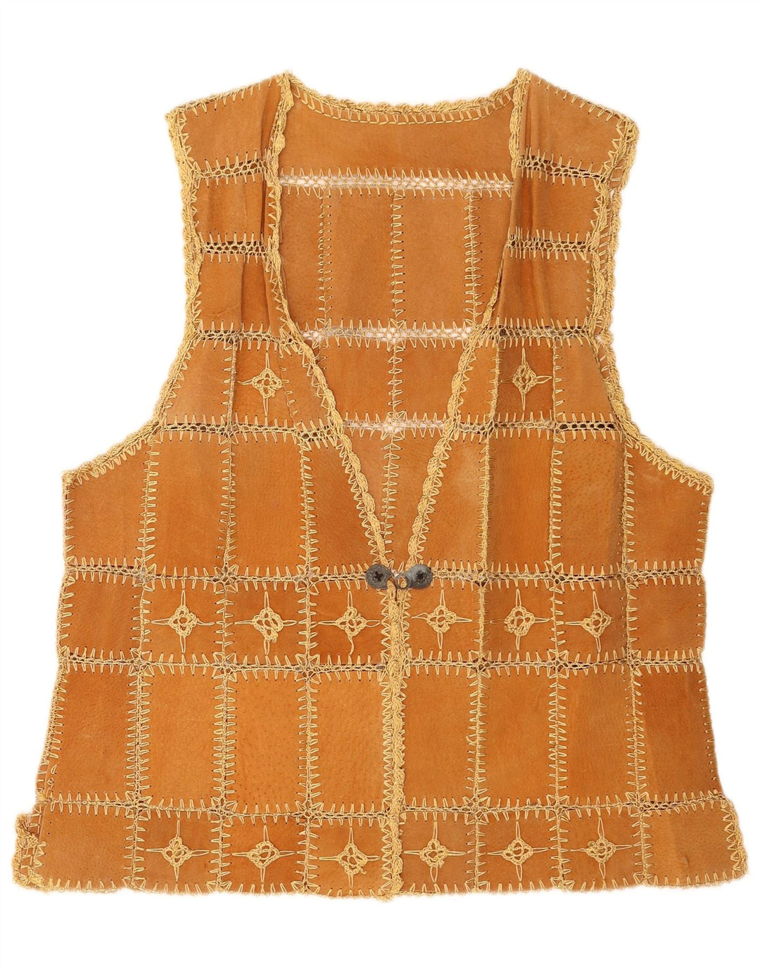 Gilet en daim femme vintage XL Patchwork marron