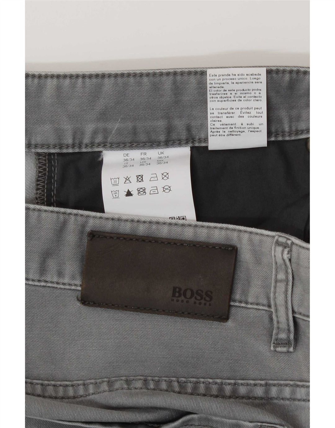 Hugo Boss Jean droit W36 L34 gris coton homme