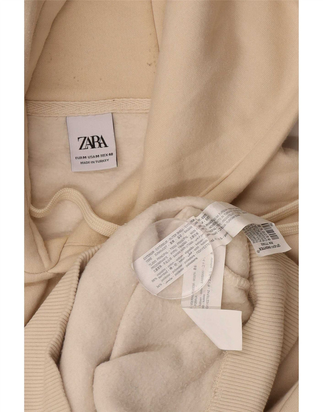 Zara Homme Sweat À Capuche Pull Beige Moyen Coton