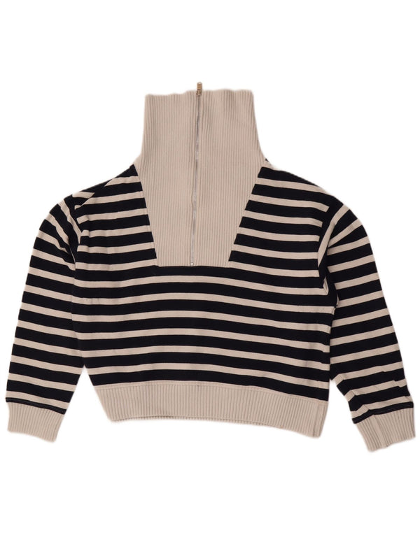 Marks & Spencer Pull à col zippé pour femme UK 14 Bleu marine moyen