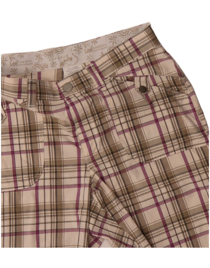Lee Short décontracté pour femme US 8 Medium W30 Beige à carreaux en coton
