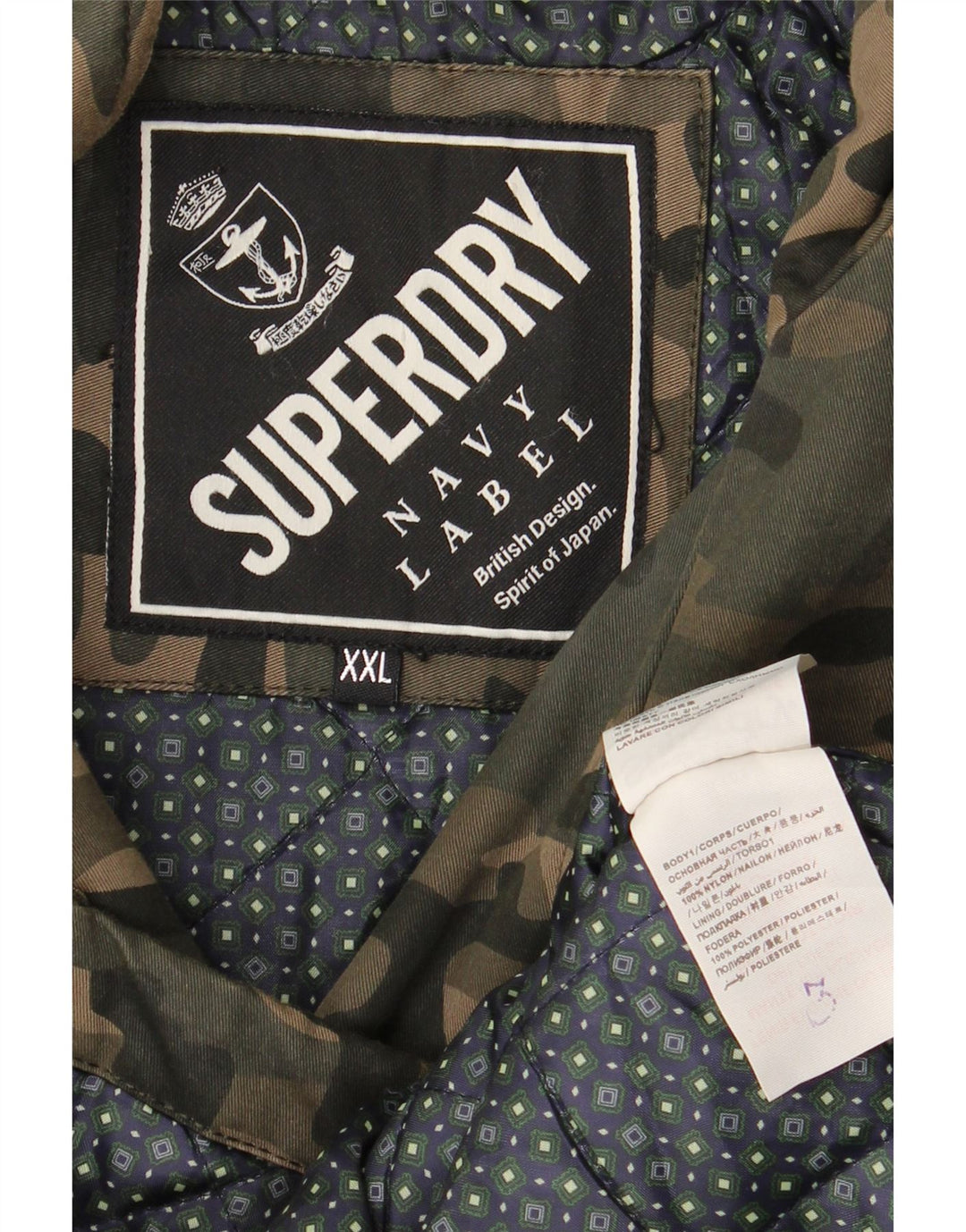 SUPERDRY Veste Utilitaire Homme UK 44 2XL Kaki Camouflage Nylon