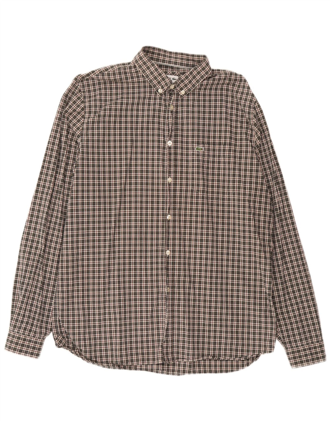 Lacoste Chemise Regular Fit Homme Taille 43 Grand Coton à Carreaux Vert