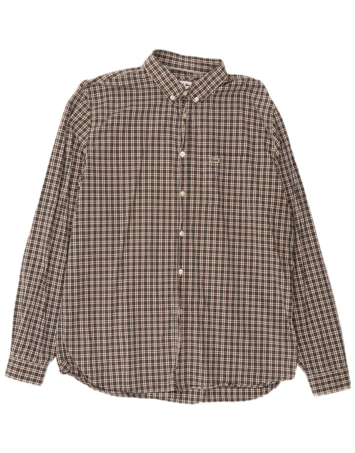 Lacoste Chemise Regular Fit Homme Taille 43 Grand Coton à Carreaux Vert