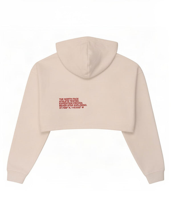 The North Face Pull à capuche court graphique pour femme UK 14 en coton blanc moyen