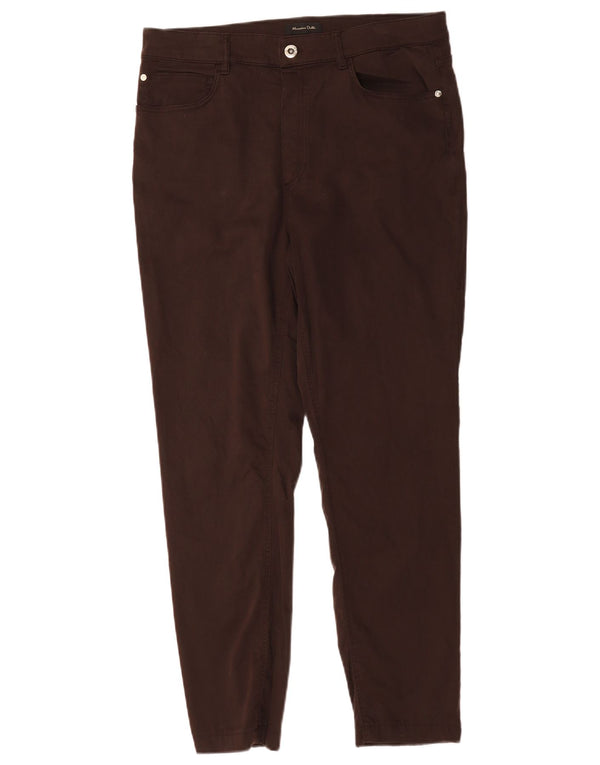 Massimo Dutti Pantalon décontracté slim pour femme EU 44 XL W34 L27 Marron Coton