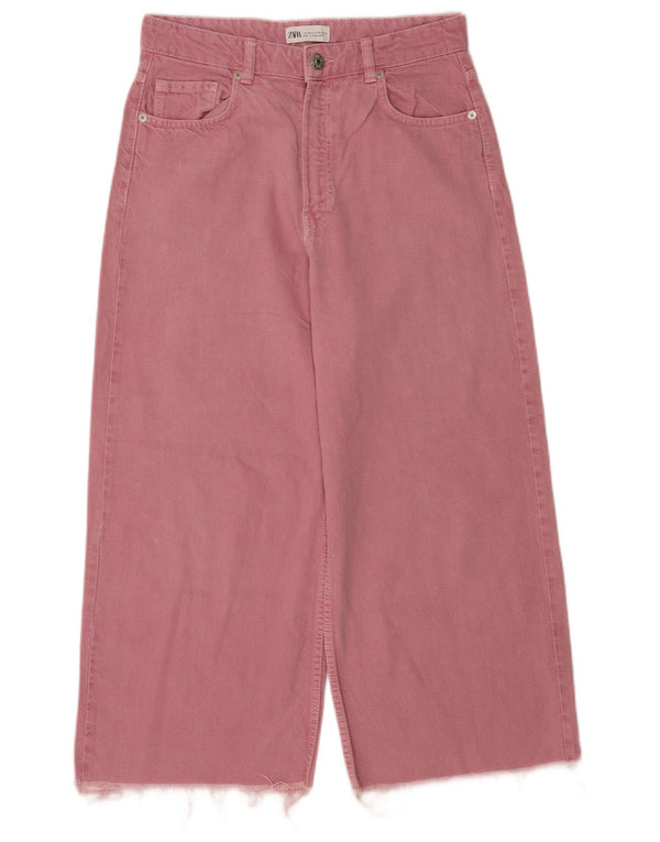 Zara Womens Crop Wide Leg Jeans EU 40 Medium W30 L24 Coton Rose