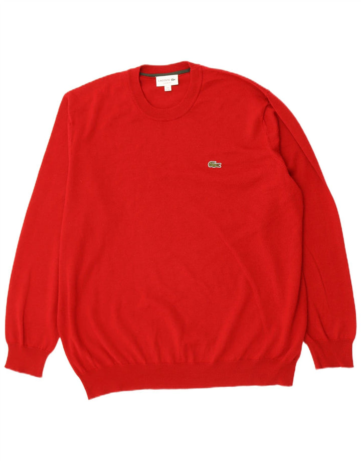 Lacoste Mens Classic Fit Crew Neck Jumper Pull Taille 8 3XL Laine Rouge