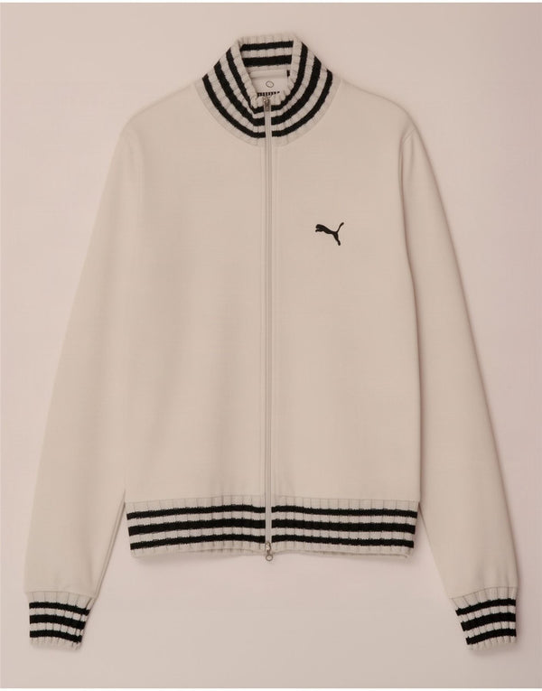 Puma Veste de survêtement pour femme UK 14 Medium Blanc Rayé