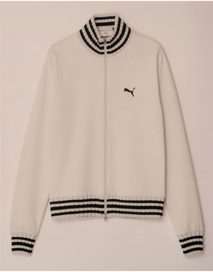 Puma Veste de survêtement pour femme UK 14 Medium Blanc Rayé