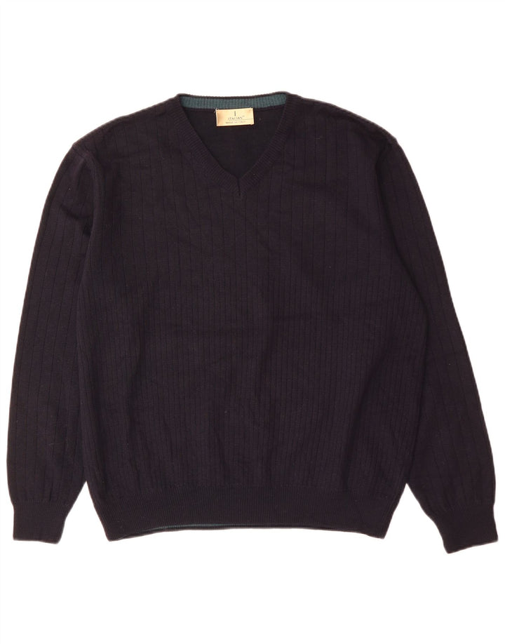 Marks & Spencer Pull col V pour homme en acrylique bleu marine Taille L