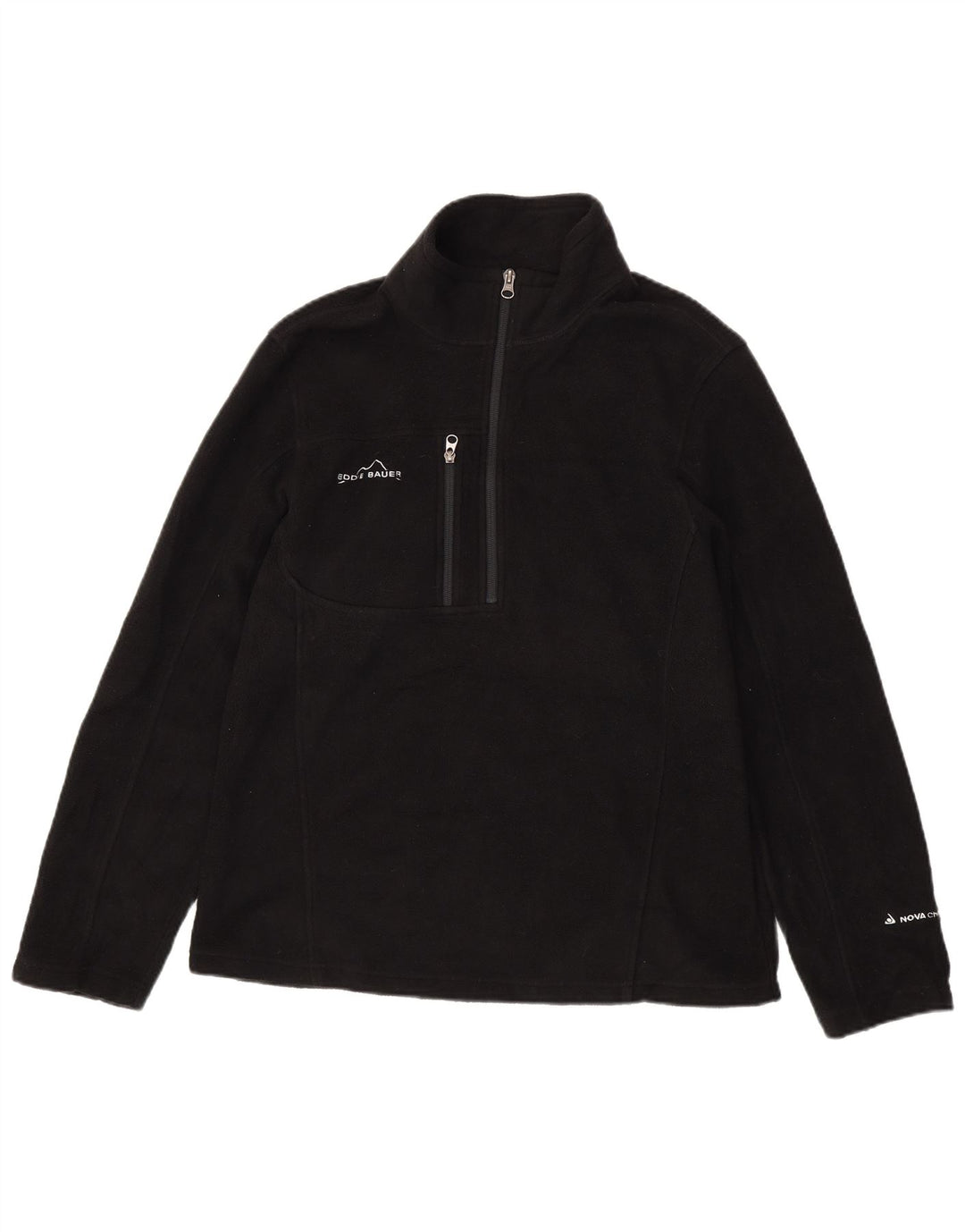 Eddie Bauer Pull polaire à col zippé pour homme, polyester noir moyen