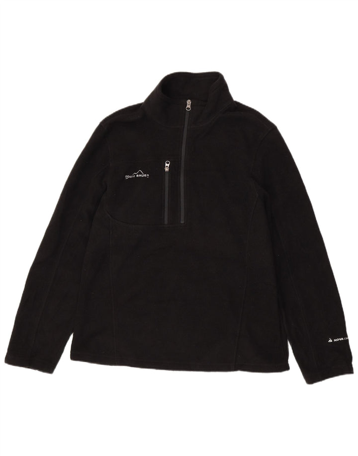 Eddie Bauer Pull polaire à col zippé pour homme, polyester noir moyen